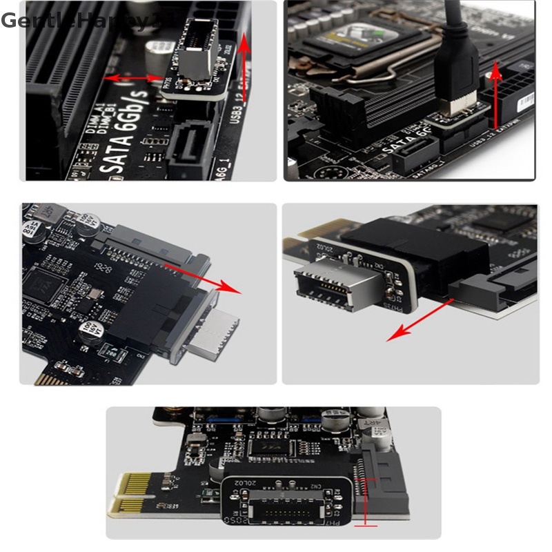 Gentlehappy Adaptor Panel Depan USB Tipe-E Ke USB 3.0 19PIN Adapter Vertical Header Splitter id