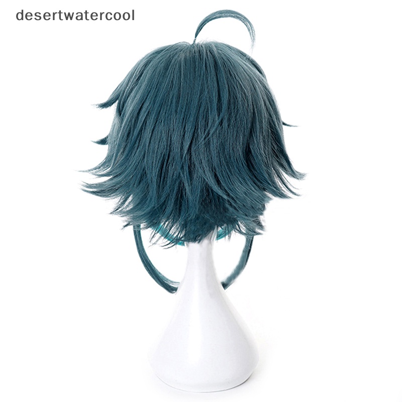 Deid Aniem Genshin Impact Xiao 40cm Hijau Campuran Cosplay Wig Braided Rambut Sintetis Martijn