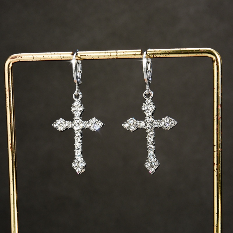 Lingkaran Bulat Punk Cross Salib Salib Liontin Anting/Warna Permen Beruang Hoop Eardrop/Kupu-Kupu Perhiasan Aksesoris