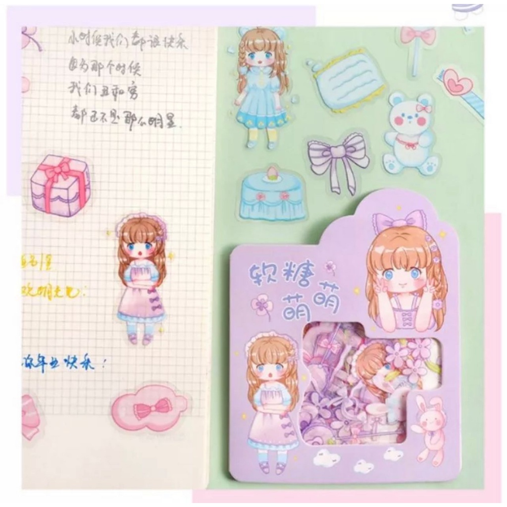 ST ISI 45PCS STIKER MOTIF KARTUN LUCU GIRL STICKER AESTHETIC ATK STIKER DIY WATERPROOF NEW - BDC