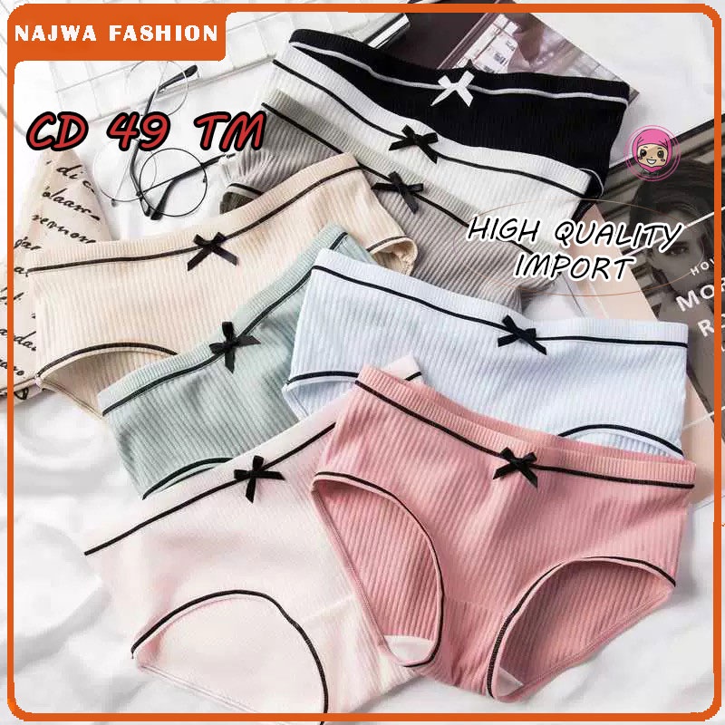 ZASKIYA  - Celana Dalam Wanita - Underwear Cewek Polos list hitam PITA - Celana Dalam Sexy Gaya Korea Katun 49 / A04 TM