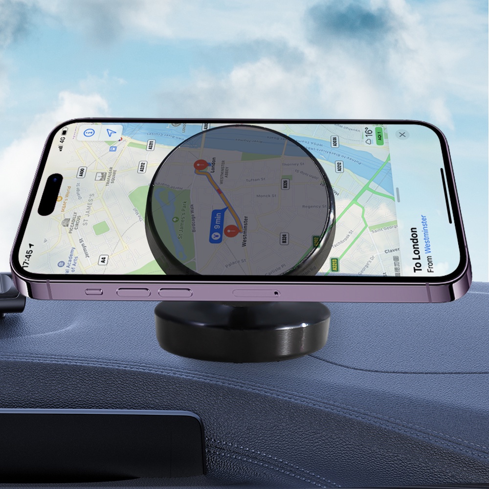 Tempat Handphone Portable Double Magnet /360° Angle Adjustable Universal Dashboard Mobil Dua Sisi Magnet Phone Stand