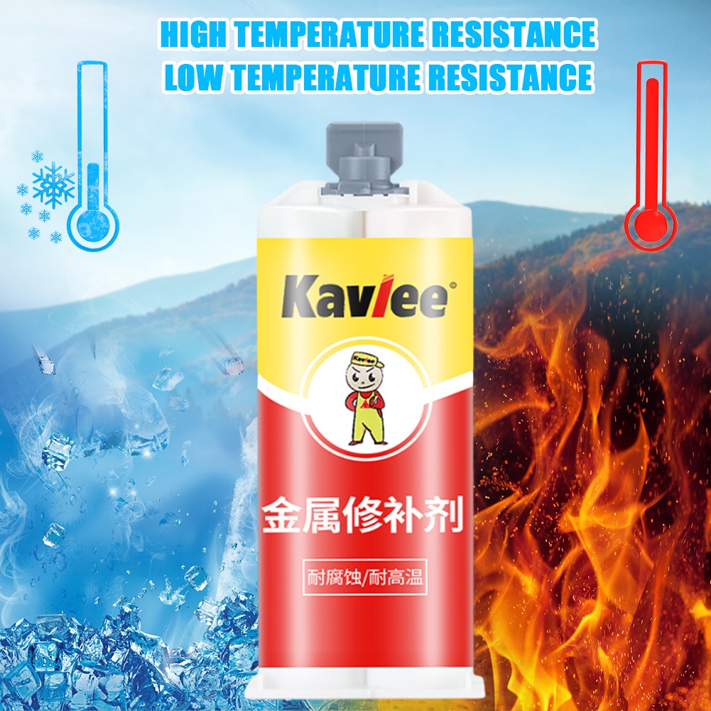 ღ 100g Ab Metal Casting Repair Glue Metal Repair Paste Lem Industri Pengelasan Dingin Yang Kuat Tahan Panas 2 In1 Agen Perbaikan Sealant Ikatan Kuat