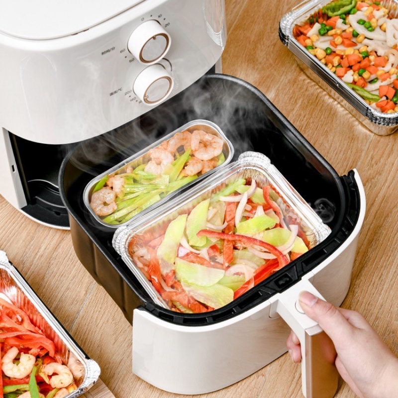 [Unggulan] 5/10pcs Nampan Mengukus Ikan Anti Lengket Tahan Minyak Air Frying Pan Oven Steamer Liner BBQ Aluminium Foil Tin Box Tart Egg Cake Baking Cup Wadah Tempat Makanan Masak Buah