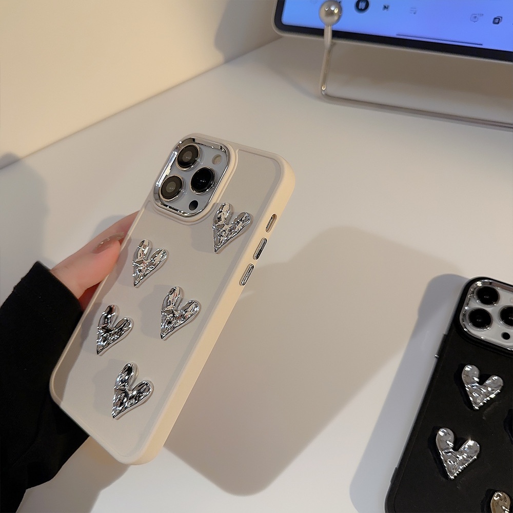 Ins Beige Blackpink Electroplating Love Silicone Case Untuk Iphone SE 2020 7 /8 Plus X XR XM 11 12 13 PRO MAX Casing Cover Pelindung AT0302 Blackpink