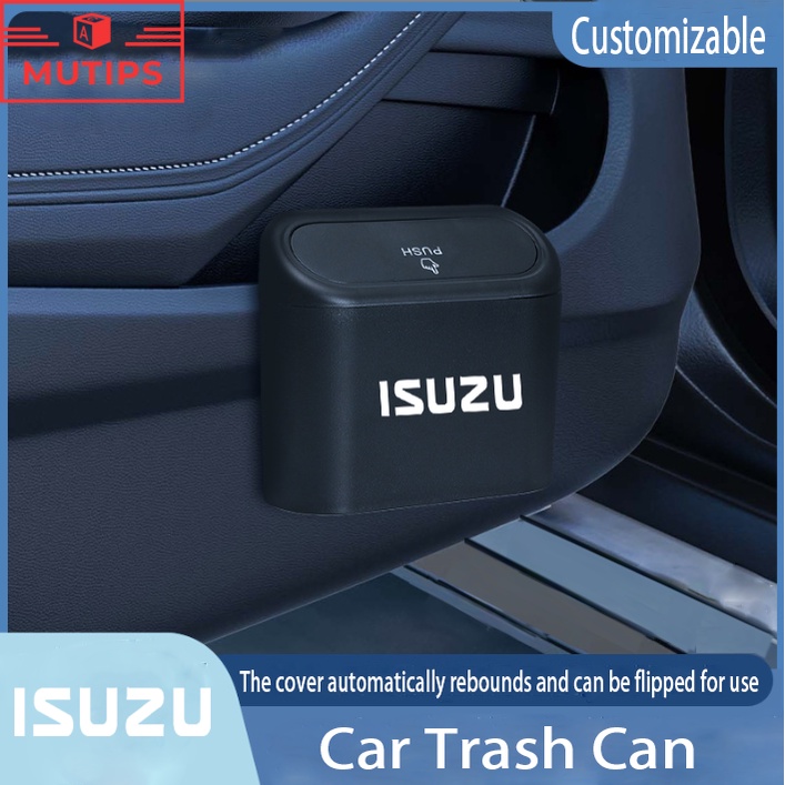 Tempat Sampah Mini Portable Mobil ISUZU Gantung Tutup Flip Dustbin Back Seat Waterproof ABS Storage Box Organizer Untuk Dmax Mux Trooper MU7 TFR Panther Elf Traga Crosswind Panther Sportivo