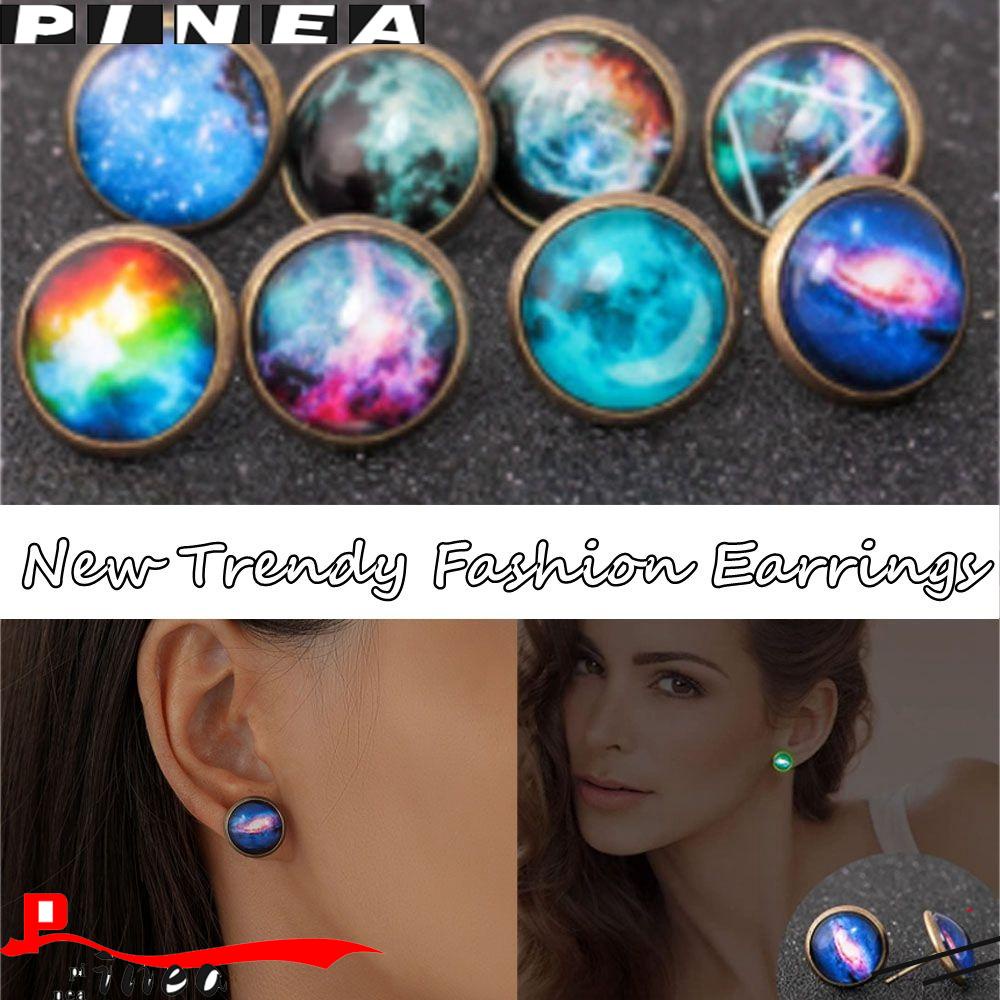 Anting Nanas Hemisphere Pesta Bentuk Bulat Hadiah Untuk Wanita Pria Ear Stud Eclipse Star