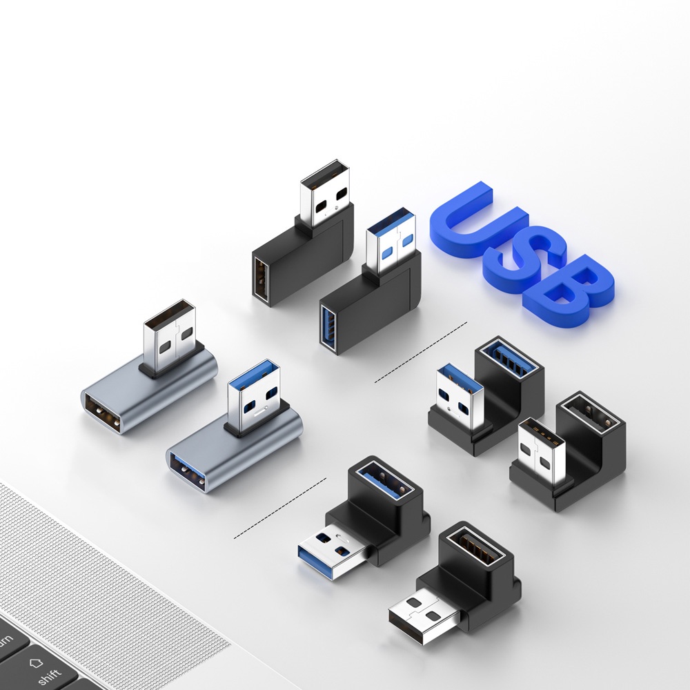 Adaptor USB 3.0 Male To Female Laptop Di Kedua Arah USB Adapter Siku Berbentuk U Male To Female