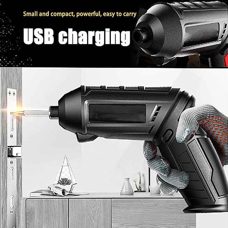 Indoholic Bor Mini  / Cordless Screwdriver 4.2 V 49pcs Aksesoris Obeng Listrik Set Screwdriver Baterai Bor Mini Obeng Mesin multifungsi  screwdriver Elektrik