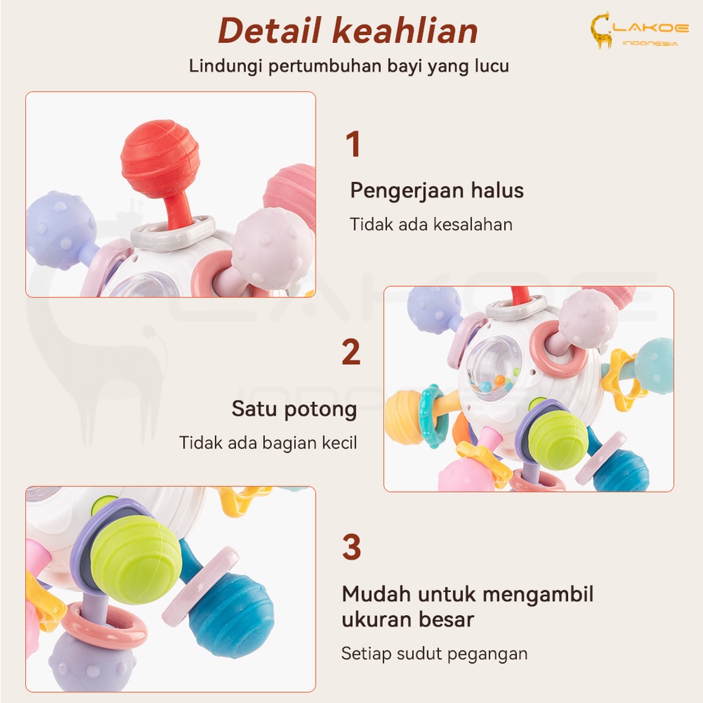 Lakoe Bola Mantahattan teether bayi/mainan gigitan bayi bpa free/Gigitan Baby/Mainan Kerincingan Bayi Genggam