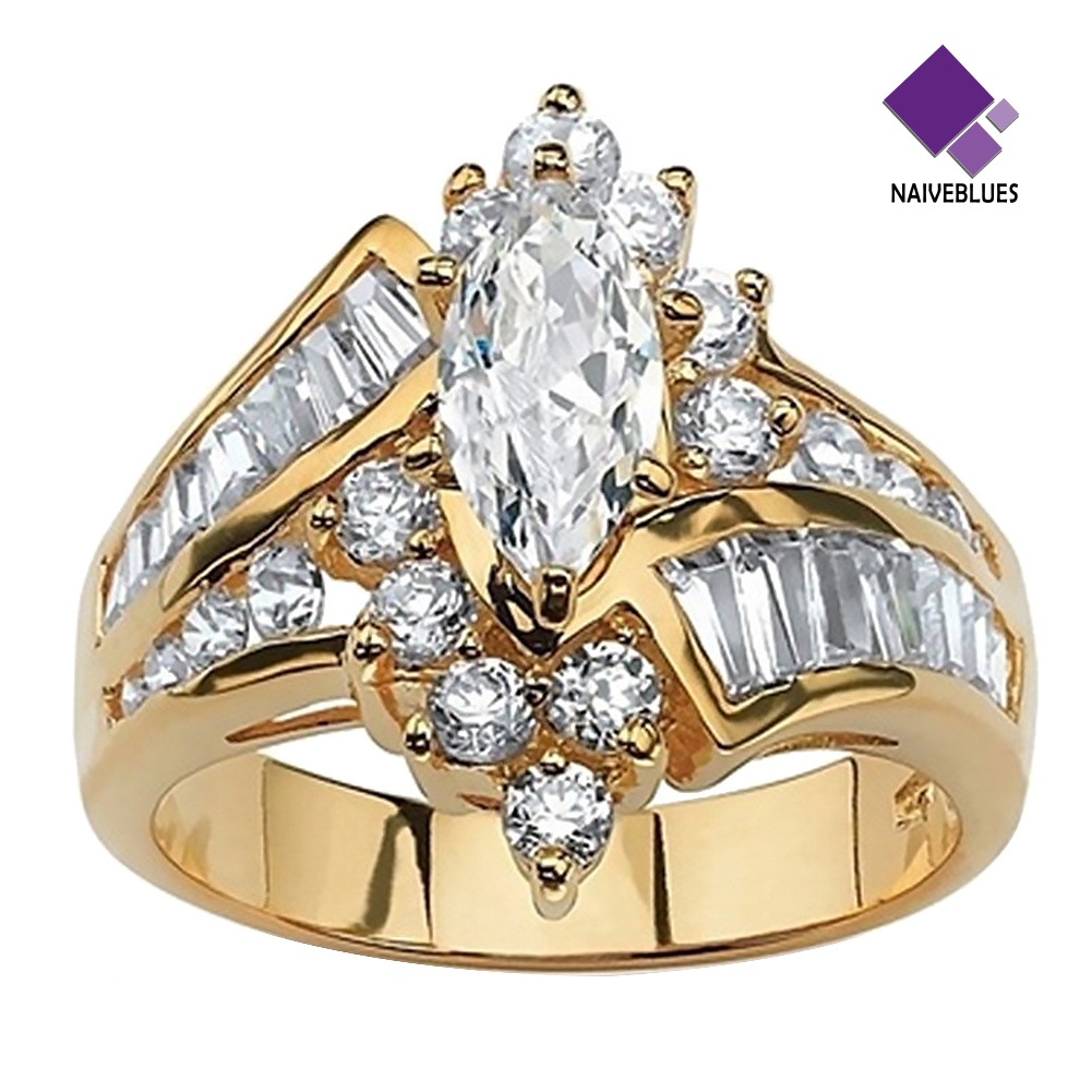 &lt; Naiveblues &gt; Wanita Marquise Cut Cubic Zirconia Engagement Anniversary Finger Ring