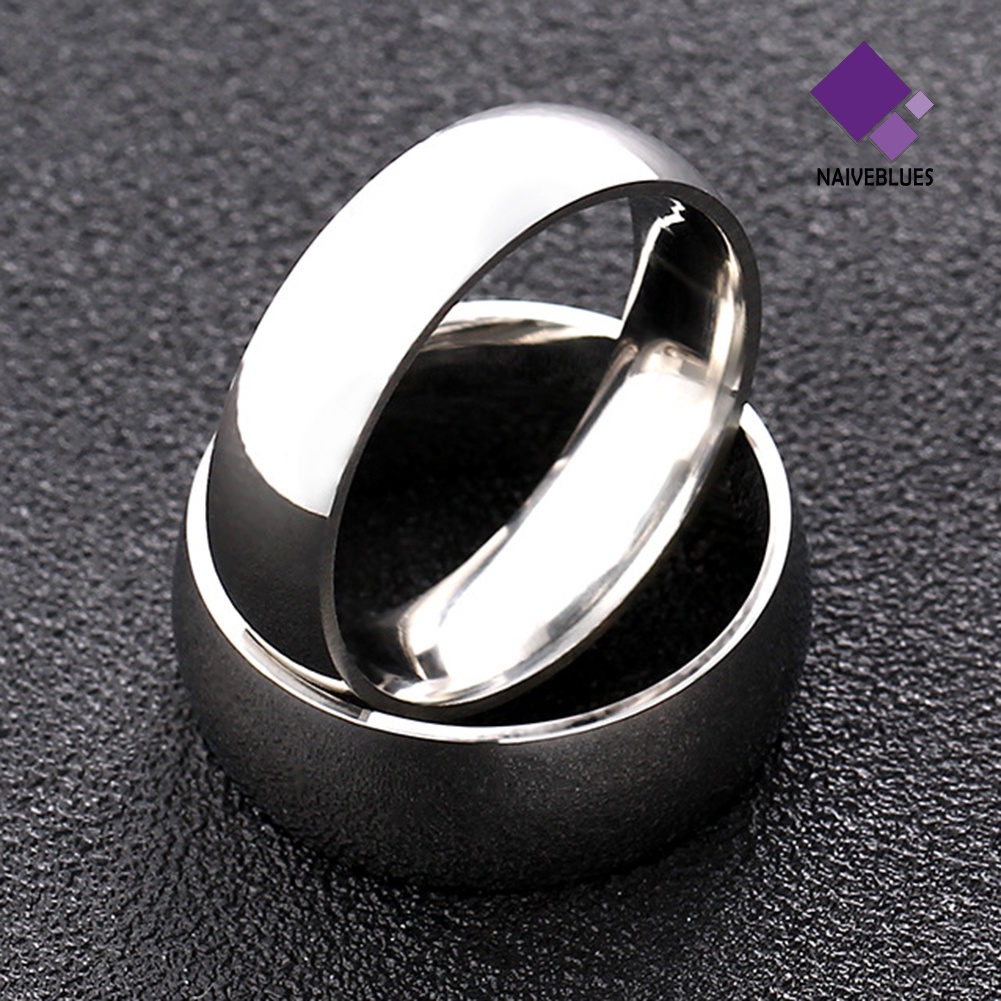 &lt; Naiveblues &gt; Unisex Fashion Stainless Steel Pertunangan Pasangan Band Jari Rings Hadiah