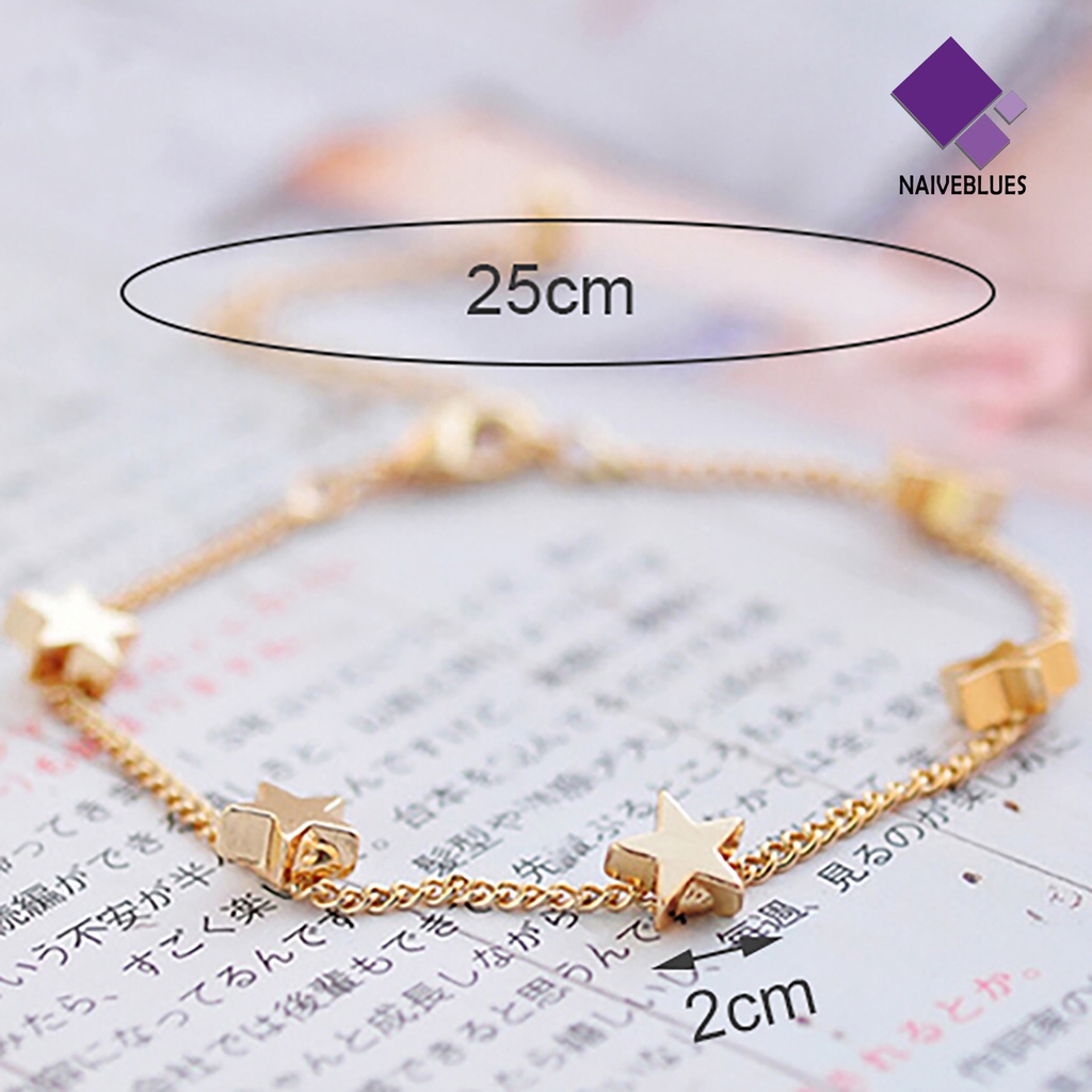 &lt; Naiveblues &gt; Gelang Adjustable Gelang Rantai Cinta Hati Simple Warna Emas Untuk