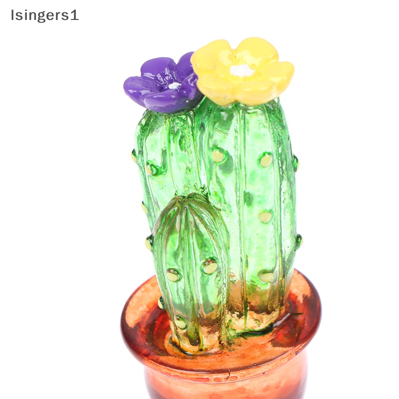 [lsingers1] Patung Kaktus Kaca Ornamen Mini Decor Lucu Miniatur Desktop Craft Butik