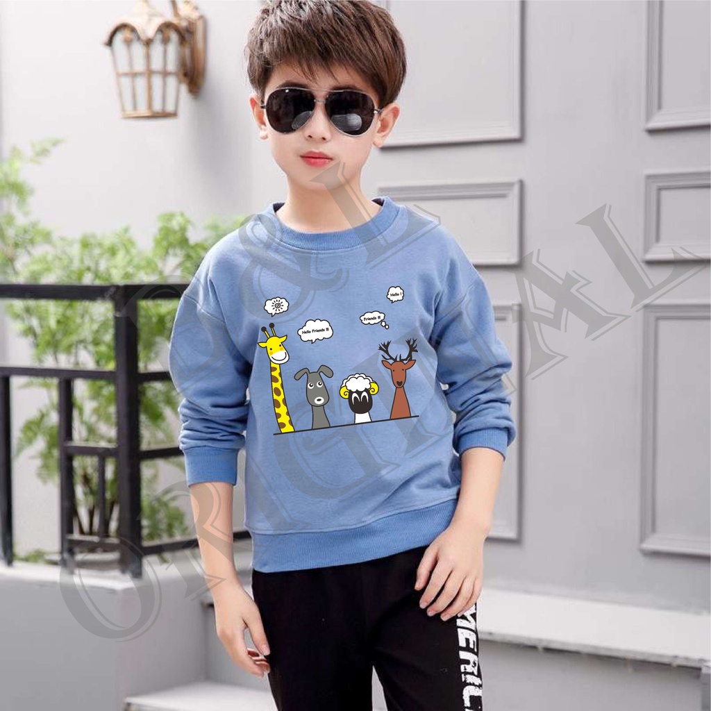 bisa byr d tempat/ BS//COD//BAJU KAOS ANAK ANAK HELLO FRIENDS/TANGAN PANJANG GOOD QUALITY