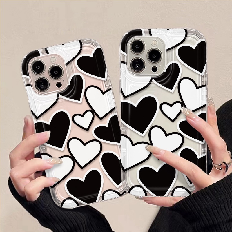 IPHONE Love Case Kompatibel Untuk Iphone14 13 12 11 Pro XS Max X Xr7 +8 Plus Casing Ponsel Lembut Transparan TPU Silikon Shockproof Cover