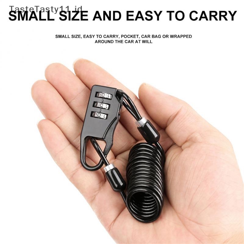 Tastetasty Kunci Helm Portable Steel Cable Lock Sepeda Kombinasi Password 3digi.