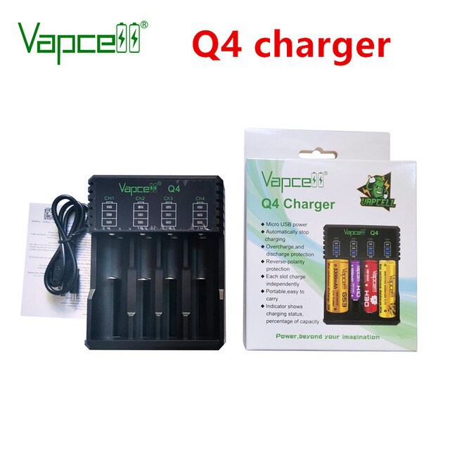 CHARGER VAPCELL Q4 SMART CHARGER ORIGINAL 4 SLOTS AUTHEN CHARGER