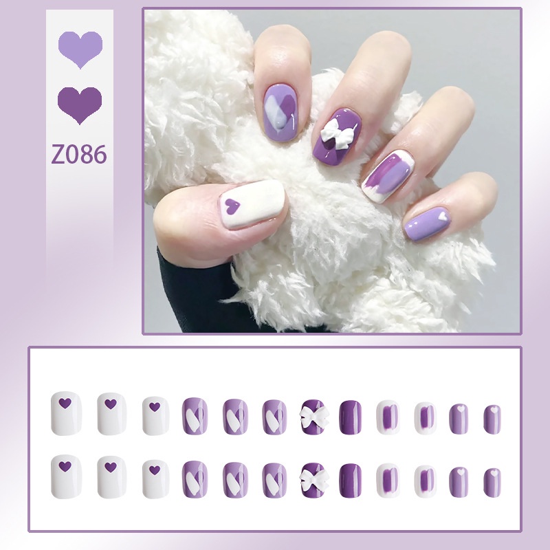 X85 24 Pcs DIY Kuku Palsu French Cool Finger Nail Art Stiker Kuku Palsu