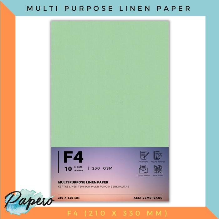 

[READY] Kertas Cover Karton Linen Jepang F4 230 gsm - Hijau Muda