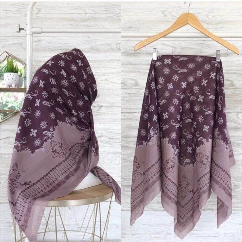 Karimake Hijab / Kerudung Segi Empat Voal Premium Printing Motif BRIK Laser Cut 110 x 110