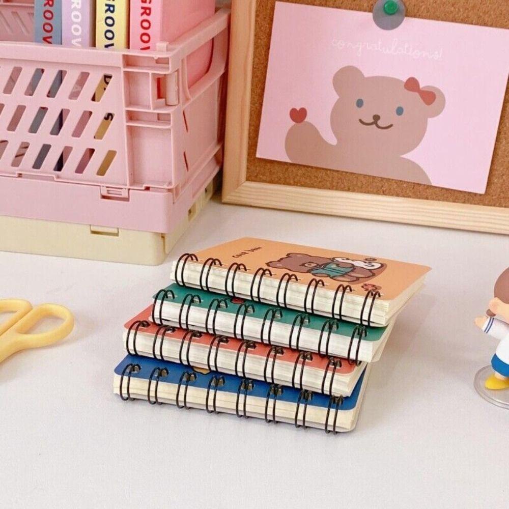 Kertas Buku Koil A7 Kartun Nanas Hardcover Spiral Memo Notepad Belajar Kantor Pocket Notepad Lucu