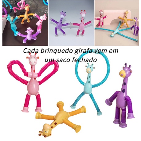Luminous Pop Tabung Led Telescopic Suction Cup Mainan Anak Telescopic Giraffe Fidget Toys Dewasa Mainan Pencet Pereda Stress