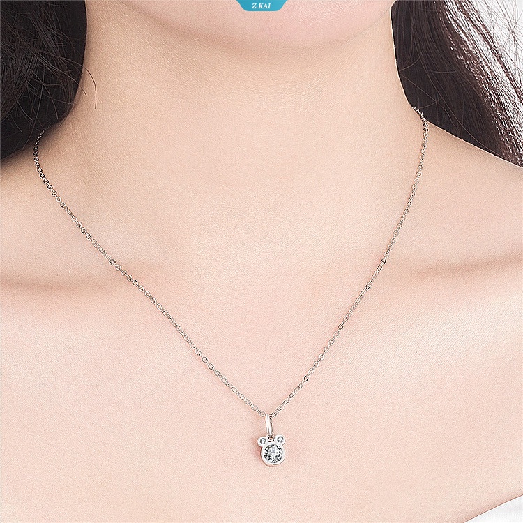 Fashion Kartun Mickey Zirkon Liontin Kalung Untuk Wanita Trendi Pesona Choker Kalung Rantai Link Hewan Kalung Perhiasan Hadiah [ZK]