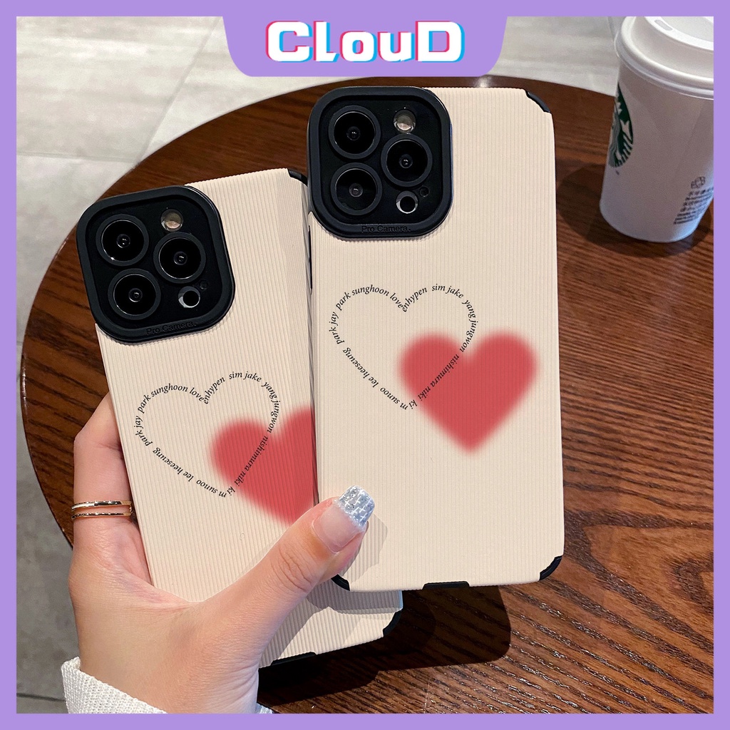 IPHONE Casing Ponsel Tekstur Kulit Mewah Kompatibel Untuk Iphone11 13 12 14 Pro Max X7 8 Plus XR XS Max 7Plus Shockproof Silikon Lembut Tpu Simple Love Heart Back Cover