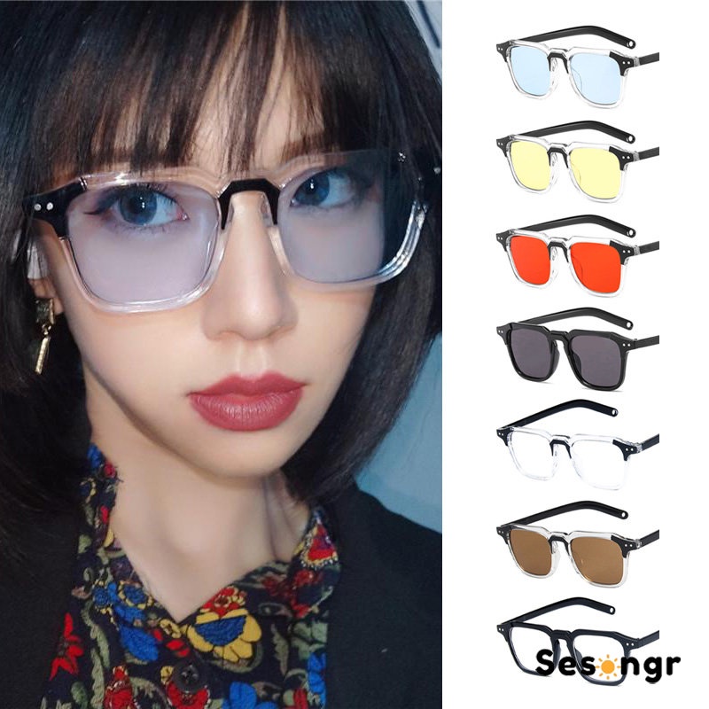 Kacamata Hitam Wanita Pria Optik Anti Sunglass Bingkai Persegi Modis Tamasya Perlindungan Fashion Sunglasses Kaca mata Hitam - SG