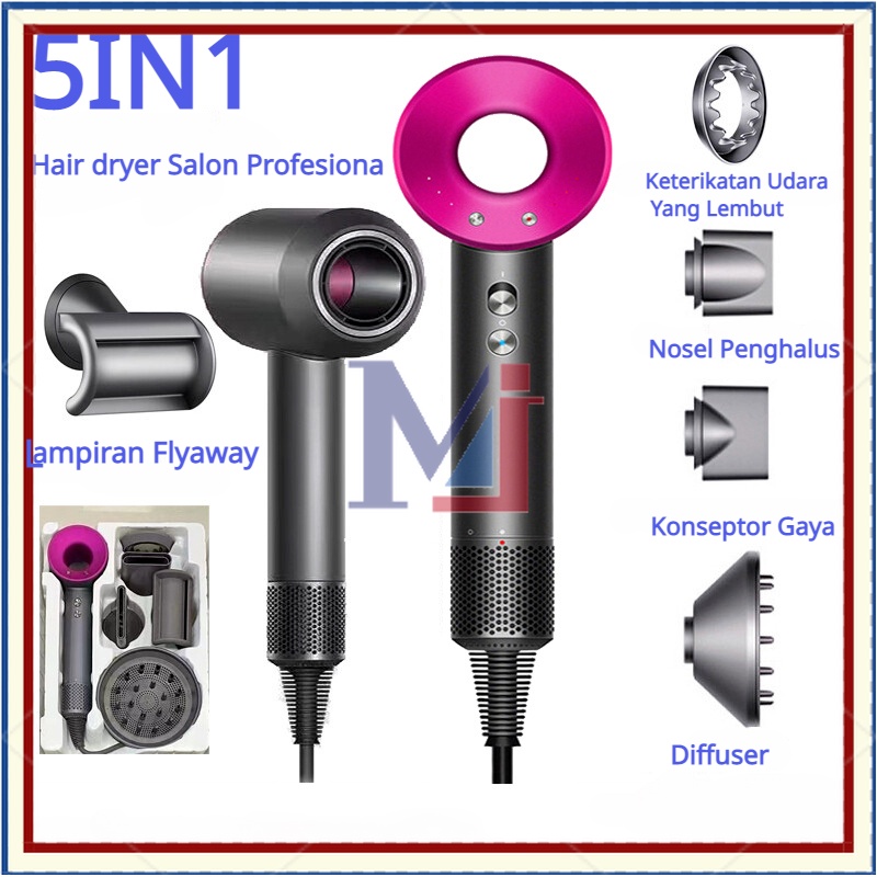 【COD】Hair Dryer Salon Profesiona Hair Dryer Ion Negatif Pengering Rambut 850W Kecepatan Tinggi Household Adjustment with Five Styling Accessories