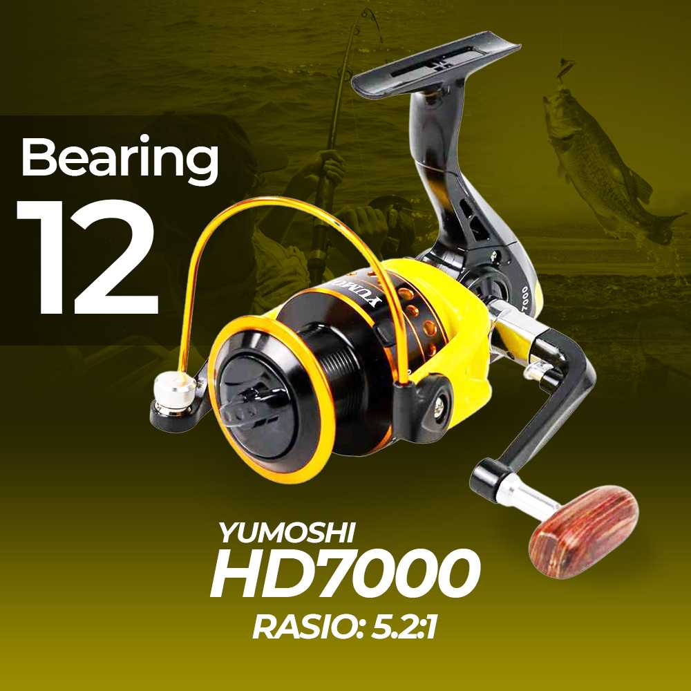YUMOSHI Reel Pancing Spinning 12 Ball Bearing - HD7000