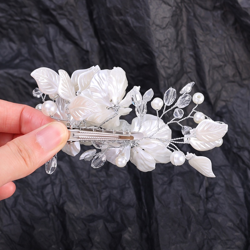 Wedding Bride Bridesmaid Jepit Rambut Bridesmaid Pernikahan Aksesoris Rambut Bunga Jepit Bride Rambut Perhiasan Bridal Kristal Mutiara Bunga Hair Clip Kristal Mutiara Rambut Kepang Headpiece