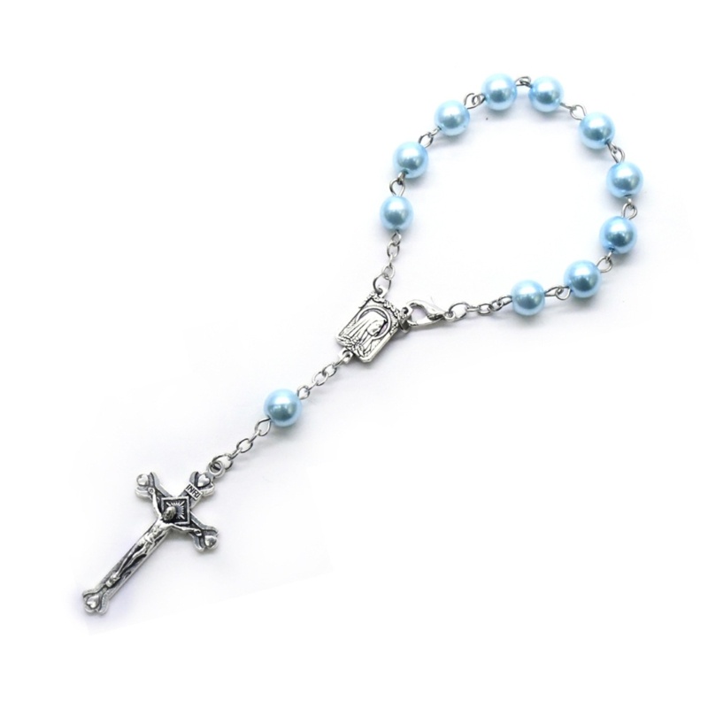 Siy Rosario Mini Baptis Favor 11-Bead Pearl Finger Rosaries Weddings Party Favor Baptis Rosario Jari Baptis Rosaries