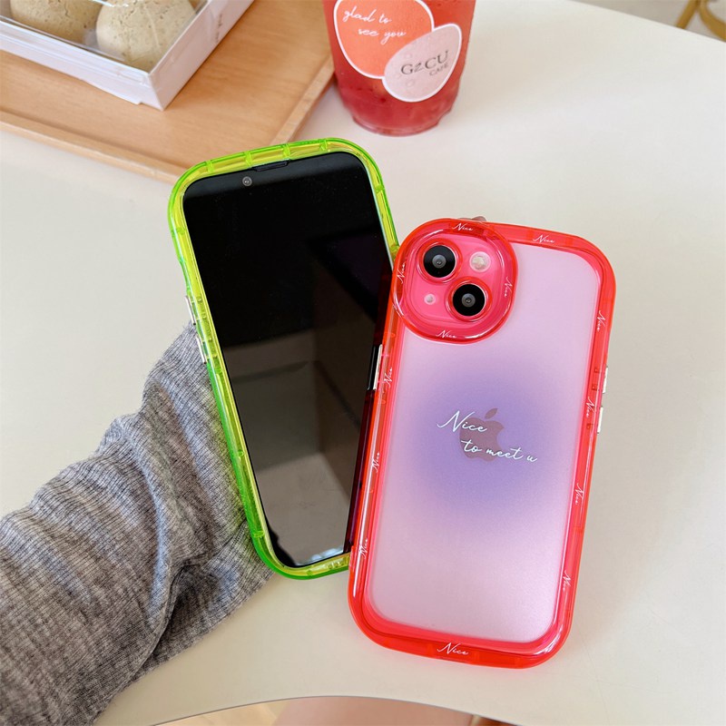 【Fluorescence Case】All New Halo Air Bag Independent Buttons Soft Case IPhone 11 12 13 14 Pro Max Women Girl Fashion Pretty Apple Phone Case ip 14