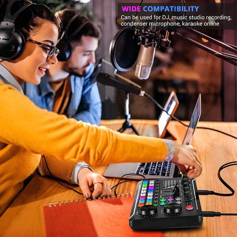 TaffSTUDIO Pro Audio Bluetooth Mixer Sound Card Live Broadcast Karaoke - F998