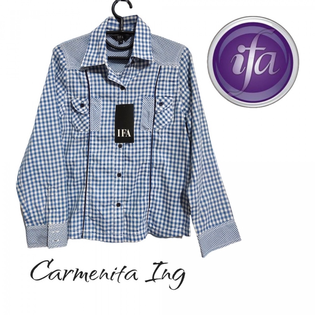 IFA Carmenita Ing kemeja lengan panjang hijab kotak checkers