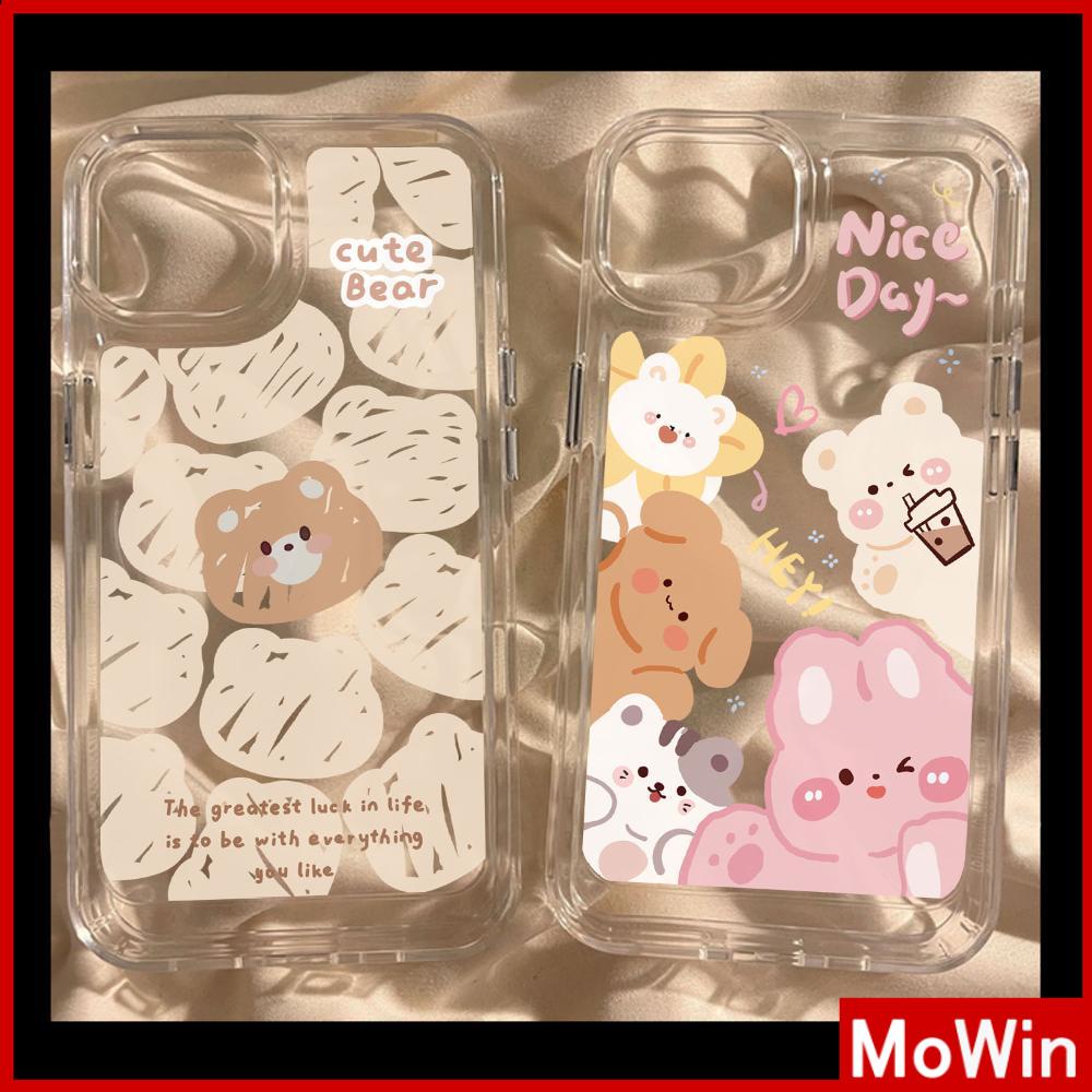 For iPhone 14 Pro Max iPhone Case Clear Case TPU Soft Case Shockproof Plating Button Cute Cartoon Bear Rabbit Compatible with iPhone 13 Pro max 12 Pro Max 11 xr xs max 7Plus 8Plus