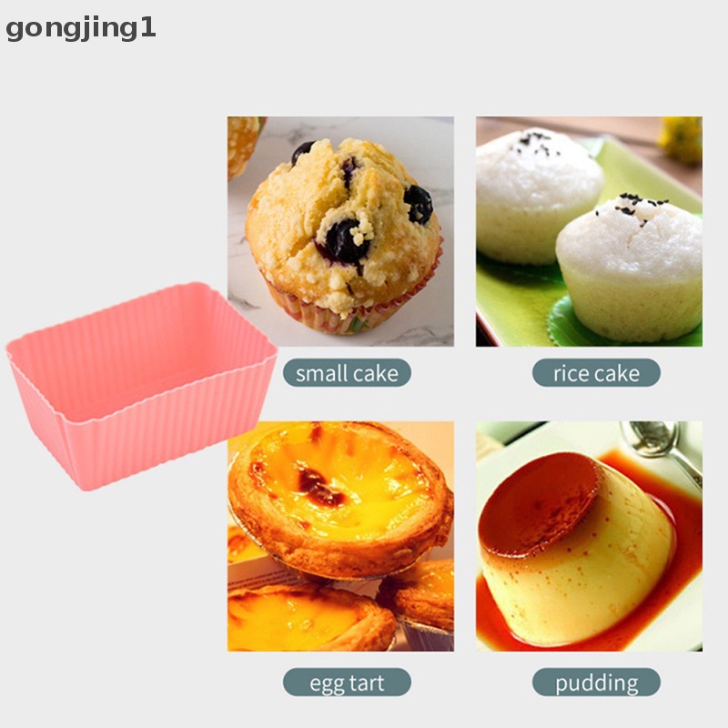 Ggg 6PCS Cetakan Kue Persegi Panjang Silikon Muffin Lembut Cupcake Liner Bake Cup Mold ID