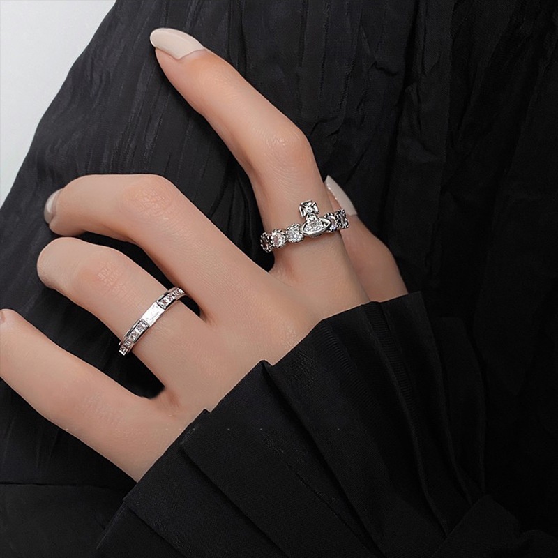 Zirkon Pembukaan Cincin Aksesoris Pasang Cahaya Mewah Temperamen Fashion