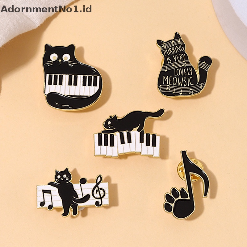 [AdornmentNo1] Kartun Kucing Bermain Piano Bros Simbol Musik Kucing Bros Aksesoris Pakaian Ransel Paduan Bros Lencana Enamel Kerah Pin [ID]