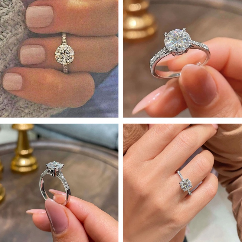 Temperamen Cincin Berbentuk Oval Cubic Zirconia Putih Untuk Wanita Kualitas Tinggi Pertunangan Pernikahan Tren Eternity Jewelry