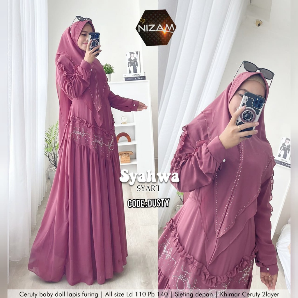 Gamis syari syahwa/ gamis wanita murah/ gamis syari jumbo/ busana muslim wanita/ dress wanita/ kafta