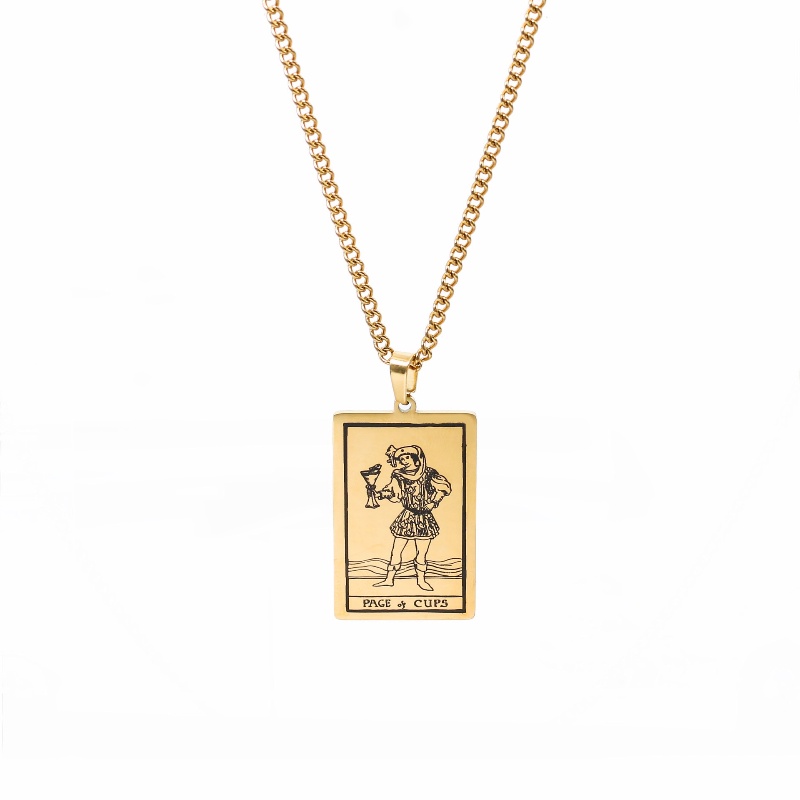 Z H Perhiasan Vintage Waite Holy Grail Tarot Liontin Fashion Pria Anti Karat Kalung Hip Hop Baja Titanium Aksesoris Pesta