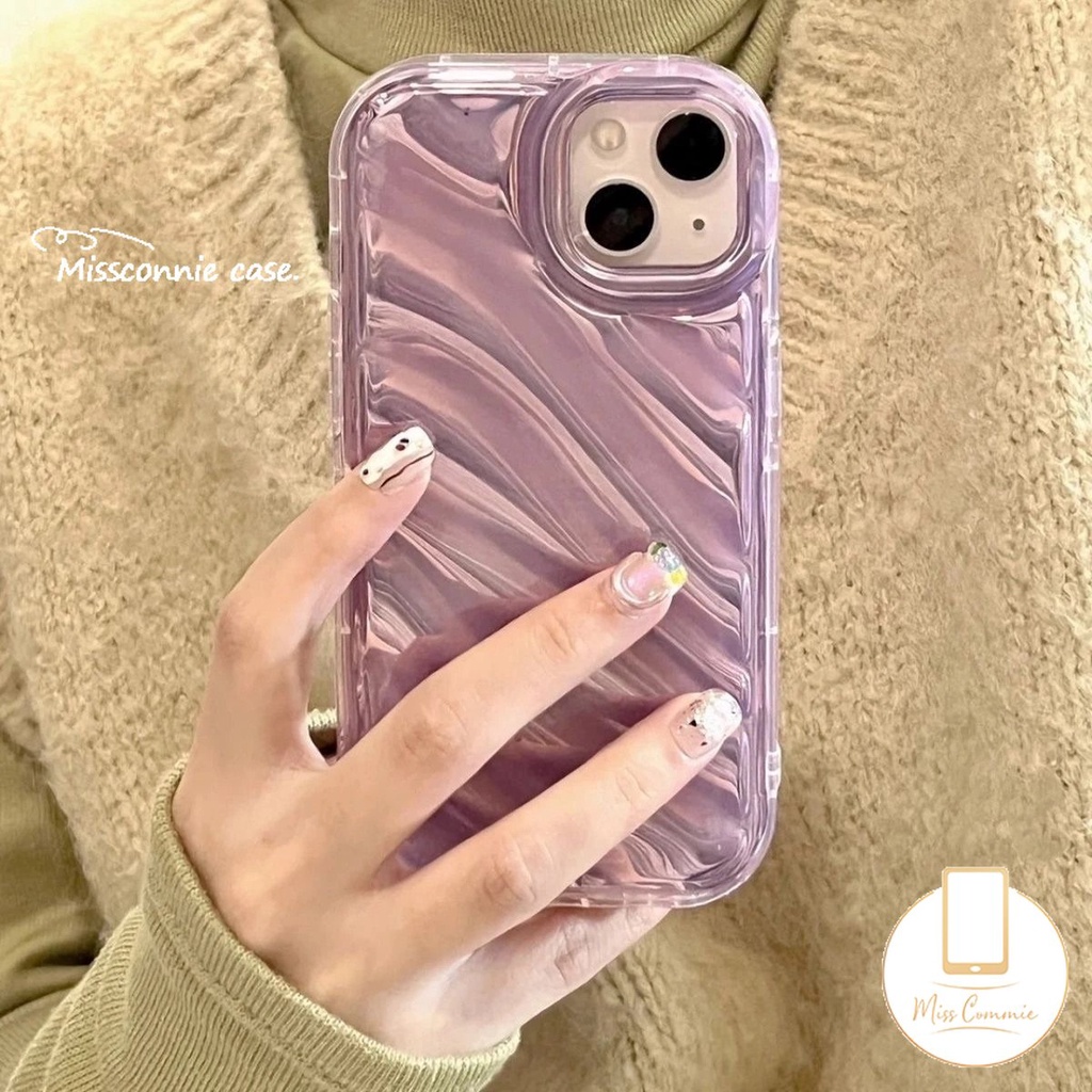 Casing Kartu Laser Mewah Pola Kerut Stereo 3D Kreatif Kompatibel Untuk IPhone 7Plus XR 11 14 13 12 Pro MAX X XS MAX Se2020 6 6S 7 8 Plus Sederhana Mempesona Jernih Ponsel Cover