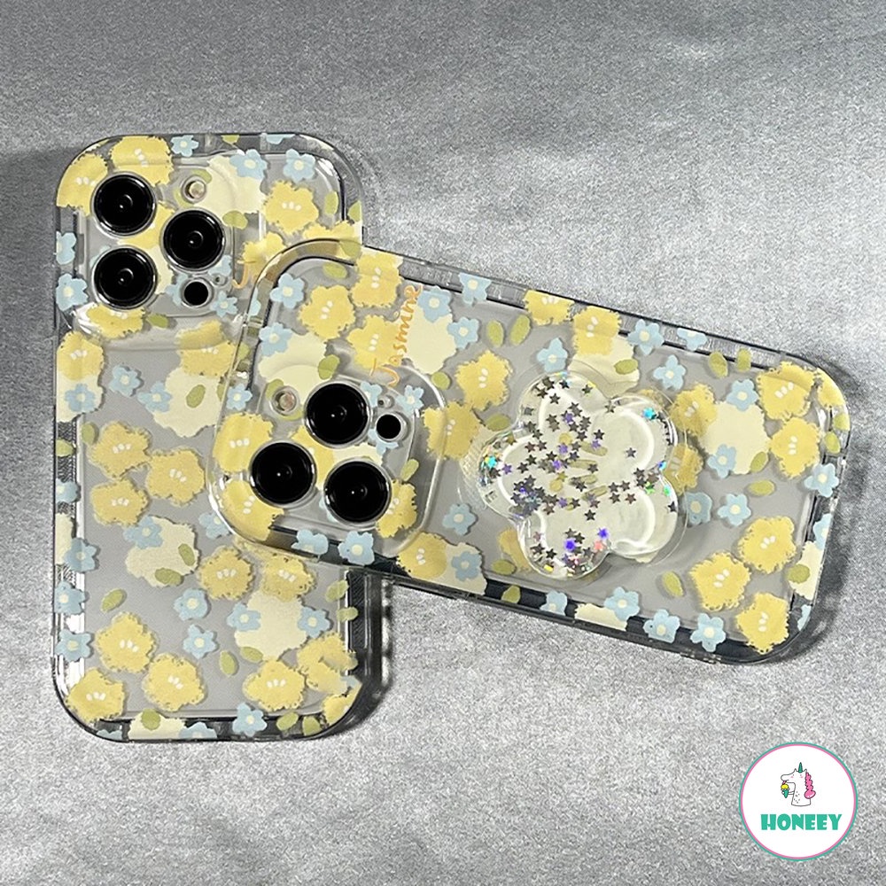 IPHONE Casing Ponsel Fragmen Bunga Kuning Cahaya Transparan Kompatibel Untuk Iphone14 Pro 13 12 11 Pro Max14 Plus TPU Case Cover