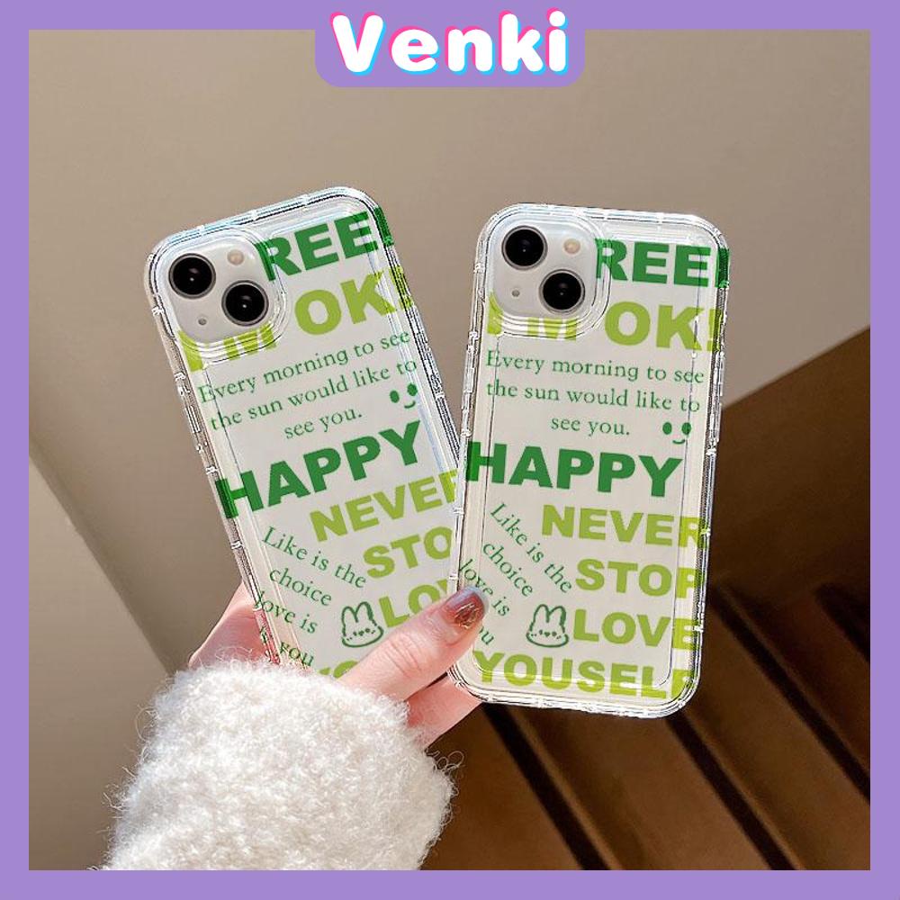 VENKI - For iPhone 11 Case Clear Phone Case TPU Soft Case Airbag Shockproof Protection Camera Fun Green English Compatible with iPhone 14 13 Pro Max iPhone 12 Pro Max XR XS 7 8Plus