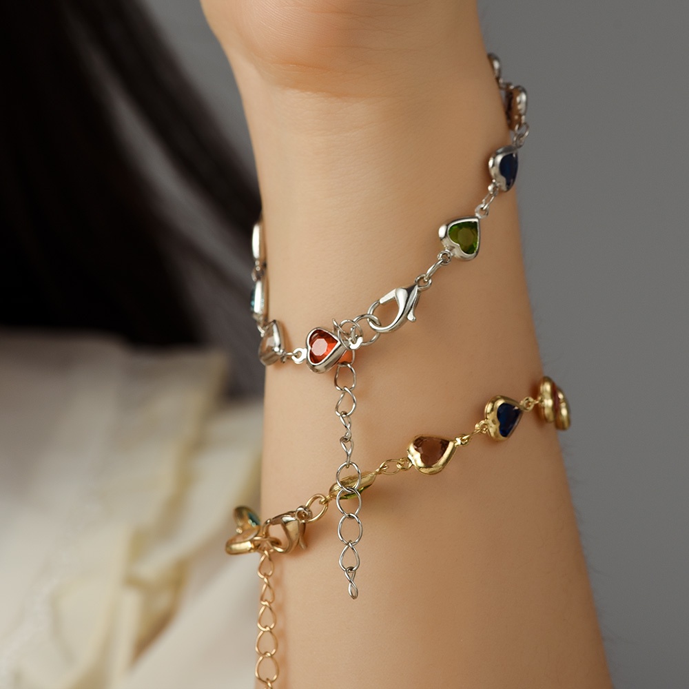 Fashion Bohemian Style Colorful Love Stone Bracelet/Bangle Liontin Mutiara Imitasi/Hadiah Perhiasan Angin Etnik