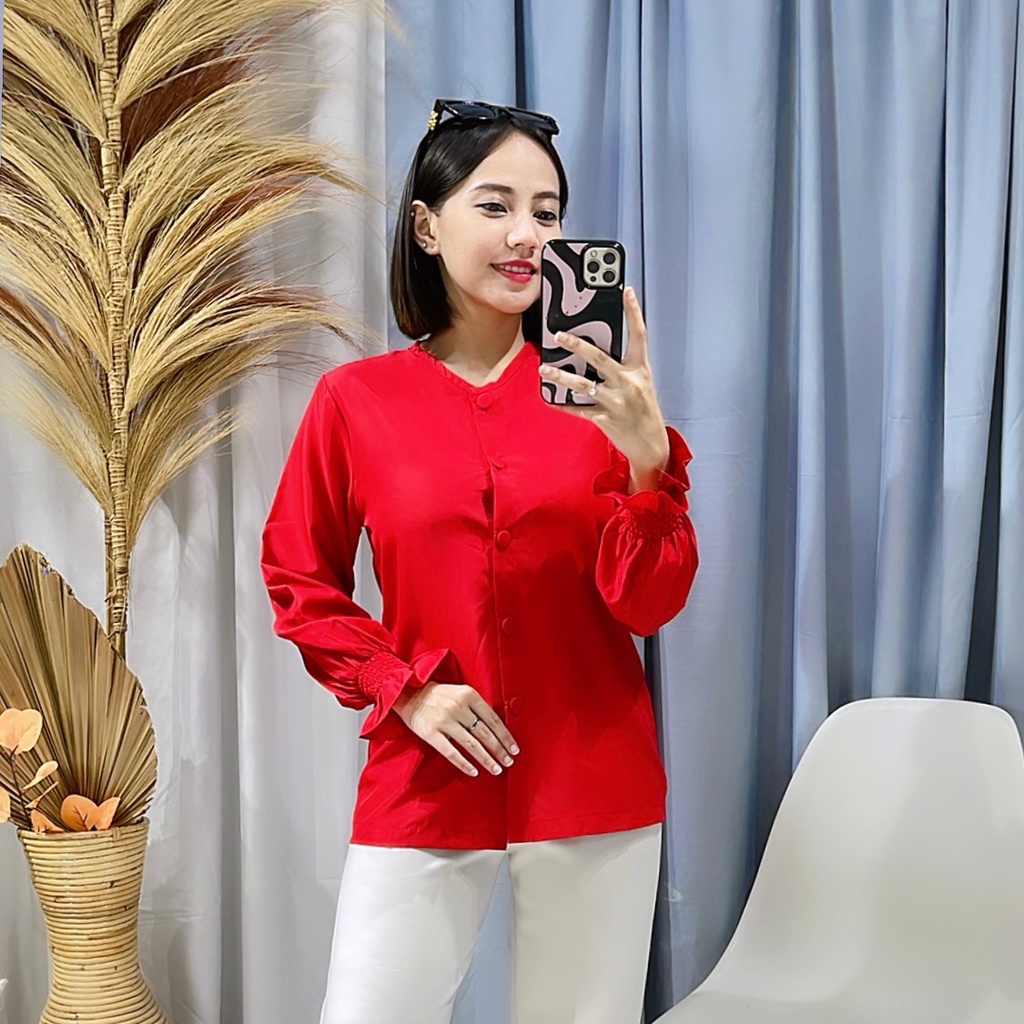 BEFAST - ZRX OOTD WANITA BLOUSE ELIS / SABINA BLOUSE / Atasan Lengan Panjang Wanita / Pakaian Kekinian Remaja ABG Trendy / Outfit Daily Wanita Hijab / Blouse Polos Formal / Fashion Kekinian Remaja ABG Terlaris