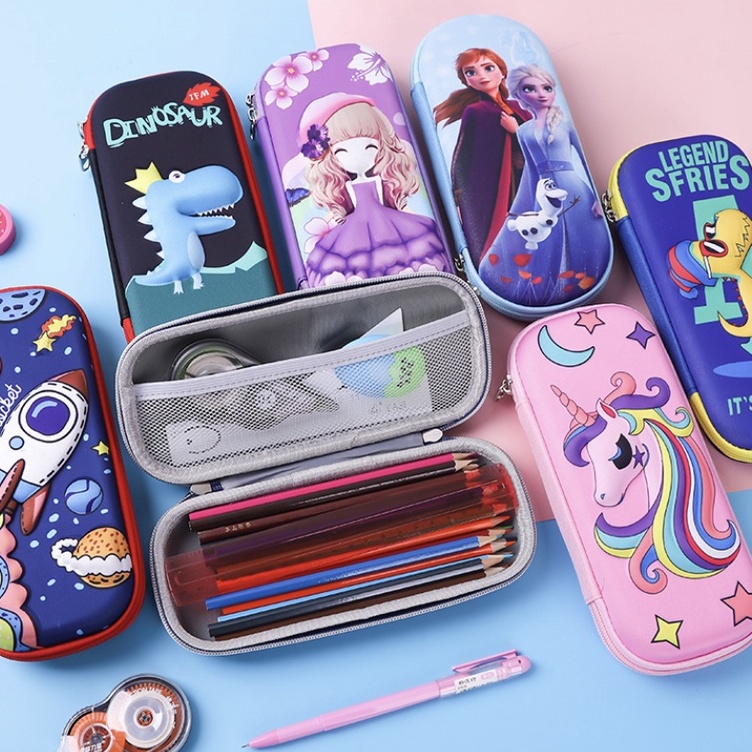 

Tempat Pensil 3D Timbul Anak Karakter Motif Lucu Bahan EVA Waterproof / Kotak Pensil Anak Sekolah Silikon Alat Tulis 3